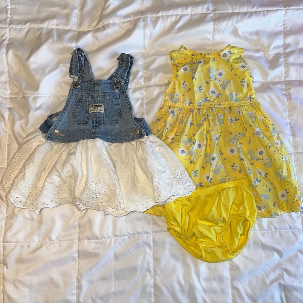 Easter Spring 12 Month Baby Girl Dress Overalls Bundle Lot Oshkosh Carters